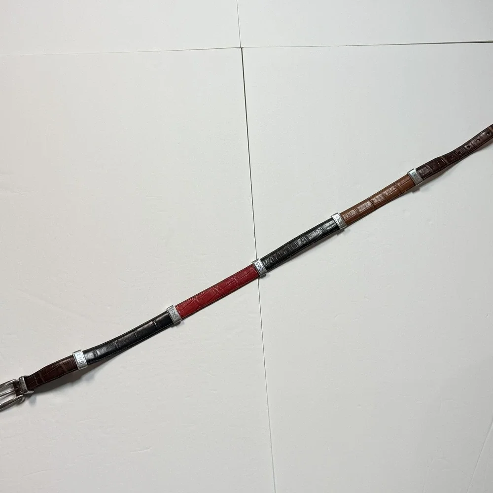 Brighton Belt Womens Small 32 Brown Red Black Croc‎ Skin Leather Western
